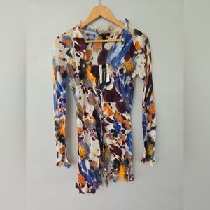 Peppe Peluso Cardigan Sweater L Art To Wear Phoebe Buffay Wool Mohair Ruffle Tie